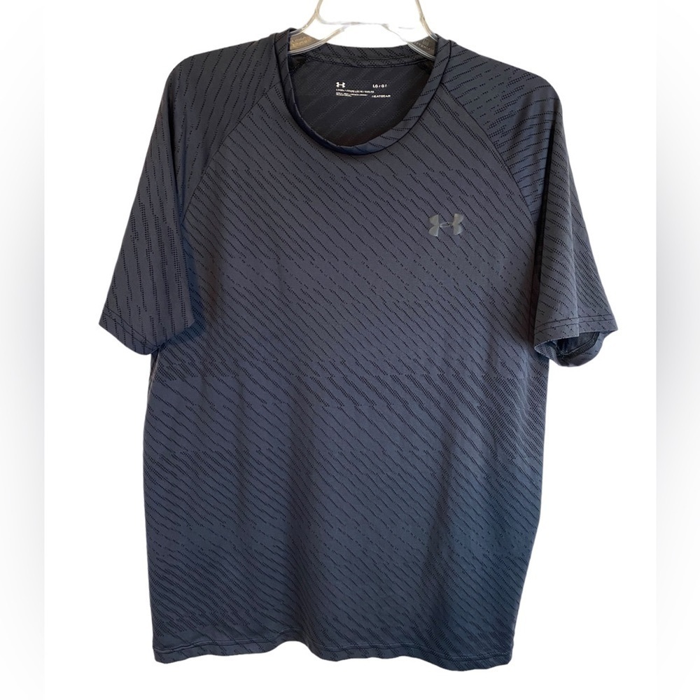 Under  Armour T-Shirt HeatGear Performance Charcol Gray Loose Mens Lg